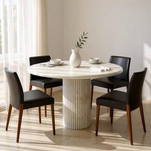 Modern Travertine table | Round Travertine Dining Table | Round Travertine Table | Marble Finished Dining Table | Travertine Dining Table