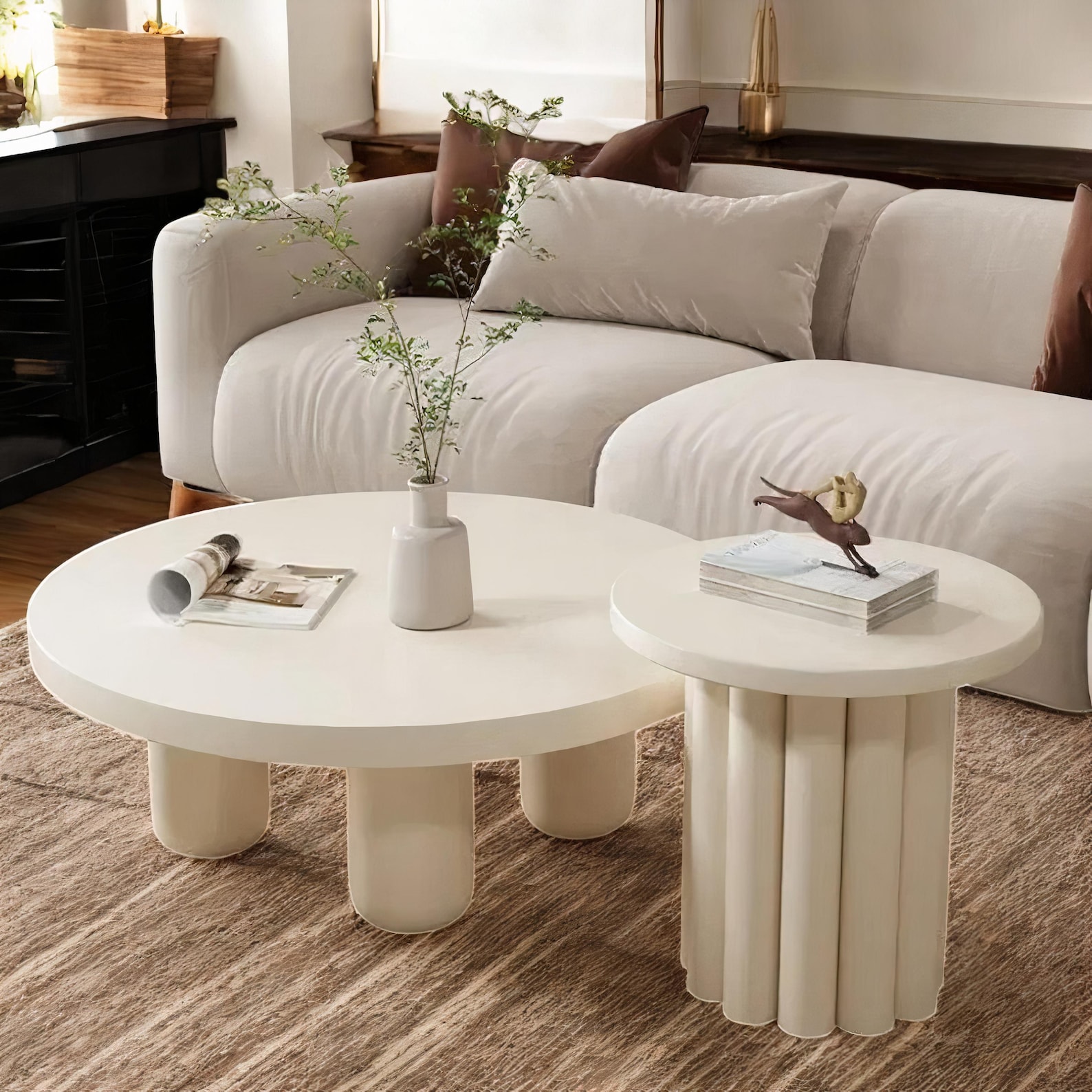 Round Wooden Coffee Table | Coffee Table Set | Japanese Style Coffee ...