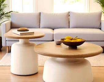 Round Wooden Coffee Table | Japanese Style Coffee Table | Coffee Table Set | Stylish Living Room Table | Furniture | Home Furniture Gifts