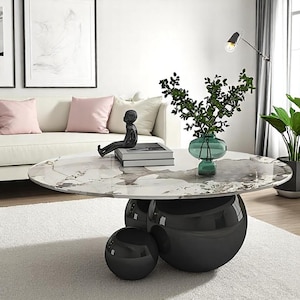 Runder Marmor Couchtisch | Bubble Style Couchtisch | Couchtisch Marmor | Stilvoller Wohnzimmertisch | Möbel | Marmortisch für Zuhause