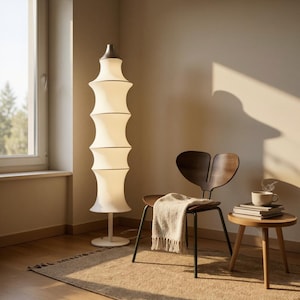 Japanese Wavy Silk Lamp | Wavy Lamp | Modern Lamp | Tall Light For Home | Living Room Lamp | Modern Unique Furniture | Light