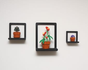 Wall Hanging Display Shelf Picture Frame for Legos, Succulents, Crochet, Mini Figures, Plushies - Square, Rectangle, Small, Medium, Large
