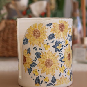 Porta tovaglioli in ceramica dipinta a mano - Design girasole, Piastrelle fatte a mano Art Déco, Porta fazzoletti in piastrelle fatte a mano, Distributore di tovaglioli