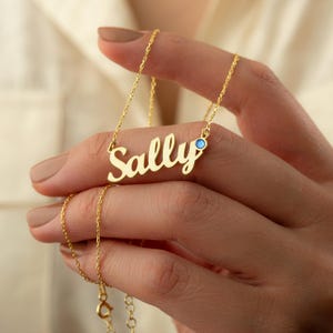 Personalized Birthstone Name Necklace, Personalized Birthstone Name Necklace, Anniversary Gifts for Wife, Personalized Name Necklace