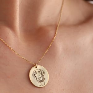 Custom Pet Portrait Name Necklace,Dog Mom Necklace, Pet Memorial Necklace, Engraved Dog-Cat Picture, Gift For Pet Lover,Gift for Her