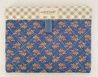 Tilda Fabric Quilted Pouch, 8"x6", Handmade Electronic Reader Case, Planner Supplies, etc