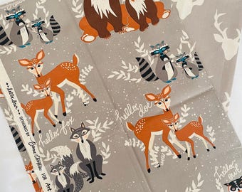 Hello Bear by Bonnie Christine for Art Gallery Fabrics, OOP, 1/2 yard animal print & 1 FQ Buck print