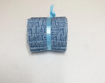 Bloom and Grow “Keys” in Blue by Simple Simon and Co for Riley Blake Designs, (8) 2.5” Strips for Binding, etc.