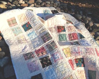 Memory Quilt from Treasured Clothing – Keepsake Fabric Patchwork Blanket