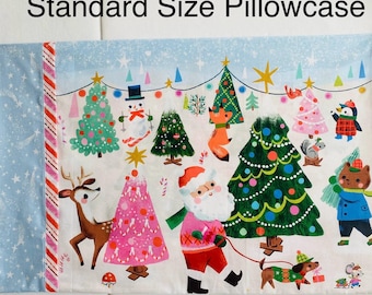 Tree Yard Standard Size Pillowcase, Design by Jill Howarth, 20” x 30”, Christmas, Holiday