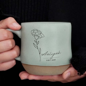 Personalized Ceramic Mugs,Engraved Mug,Gift For Family,Mother&#39;s Day Gift,Mother&#39;s Day Gifts,Large Coffee Mug,Custom Birth Flower Mom Mug PD
