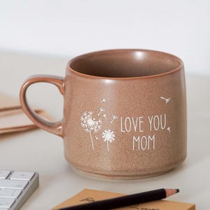 Personalized Coffee Mugs, Ceramic Mug, Natural Engraved Mugs, Custom Name Mug, Dandelion Mug, Mom Mug, Mug For Mom, Mother&#39;s Day Gifts XZ
