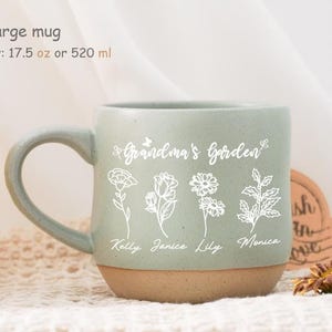Custom Grandmas Garden Flower Mug,Personalized Mama Mug,Birth Flower Garden Mug Pottery Mug,Grandma Gift For Nana Mothers Day Gifts Ideas PD