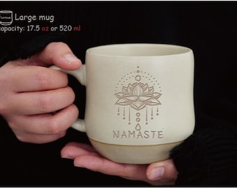 Motiverende yoga gegraveerde mok, Namaste-meditatiemok lotusmok, yogatheemok cadeau voor yogaliefhebber, meditatiecadeaus, yogaleraar cadeau PD