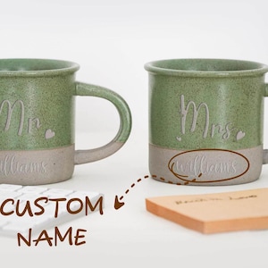 Personalized Mug, Mr and Mrs Mugs, Custom Couple Mug Anniversary Gift For Lover, Engraved Ceramic Mug Engagement Gift for Couples Gift BJ