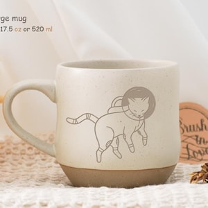 Taza de astronauta con gato espacial, taza grabada para amantes de los gatos, taza de galaxia cósmica, taza del espacio exterior, linda taza de cumpleaños, regalos de ciencia astronómica PD