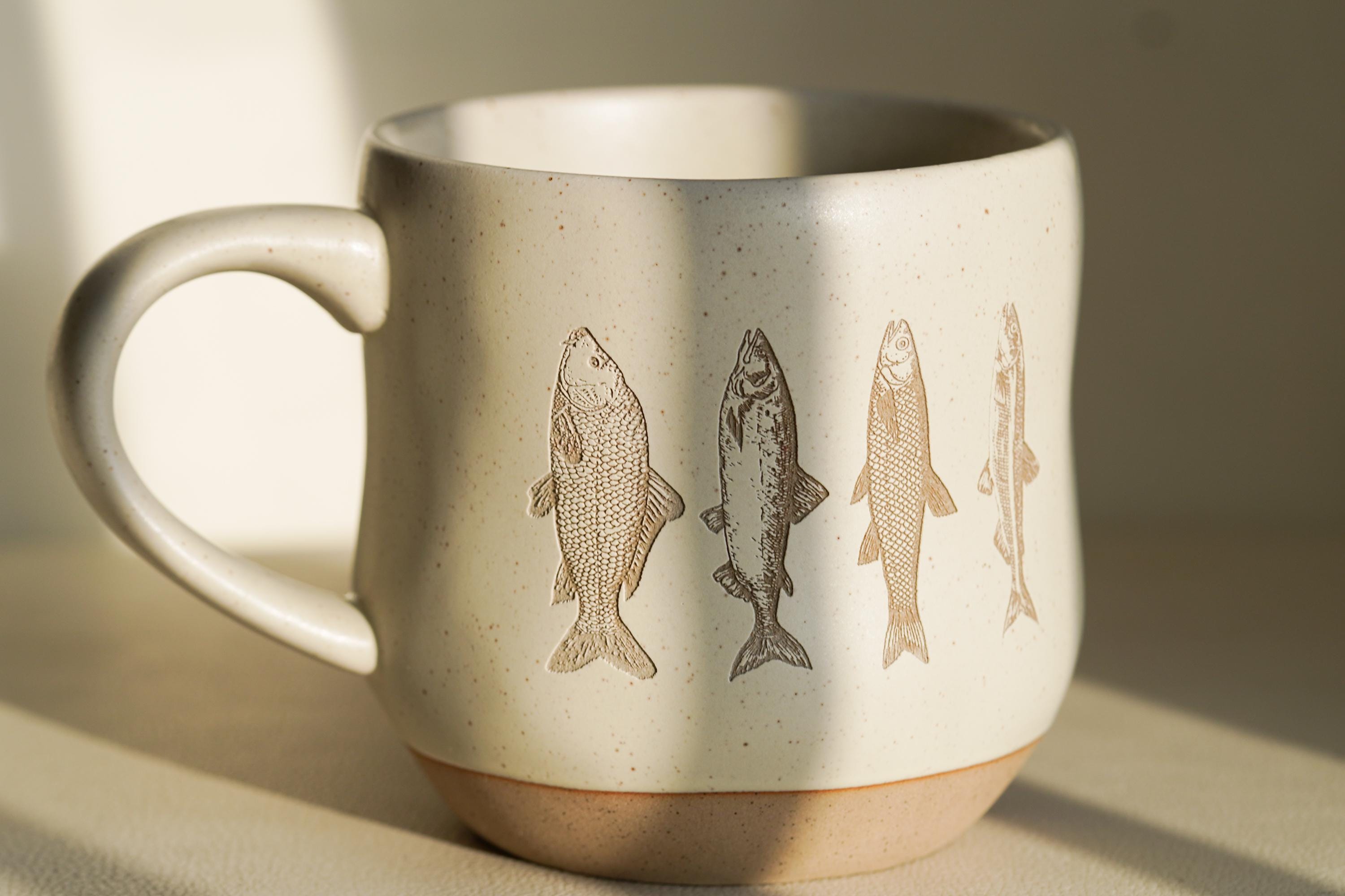 Vintage Trout Engraved Mug, Mug Art, Gift for Dad, Fish Natural Engraved, Trout Art, Fly Fishing And Angler Art, Ocean Fish Gift For Him PD