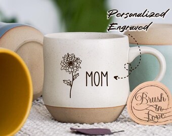 Personalized Birth Flower Coffee Mug - Custom Name & Birth Month, Ceramic, Gift For Mom, Grandma, Wife, Mother's Day