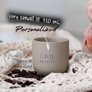 Custom Espresso Couple Stoneware Cup, Engraved Pottery Espresso Cup Engagement Gift for Couples, Anniversary Espresso Lover Gift for him NS