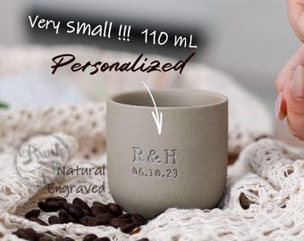 Custom Espresso Couple Stoneware Cup, Engraved Pottery Espresso Cup Engagement Gift for Couples, Anniversary Espresso Lover Gift for him NS
