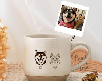 Custom cute pet portrait family Engrave Mug, Personalized Unique Gift for Pet Mom, Gifts for dog and cat lovers,Birthday gift for her PD