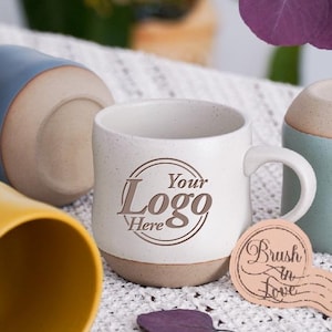 Custom Logo Coffee Mug, Customize Engraved Pottery Company Logo Mug,Coworker Gift, Employee Appreciation Gifts,Studio Mug Gifts PD