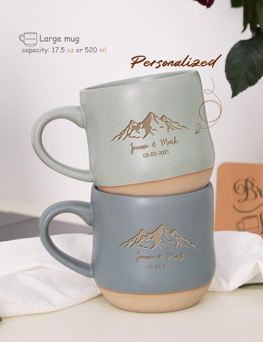Custom Wedding Anniversary Gift,Personalize Adventure Mountains Couple Mugs,Funny Valentine's Day Gift,Unique Favor,Mountain Wedding Mug.PD