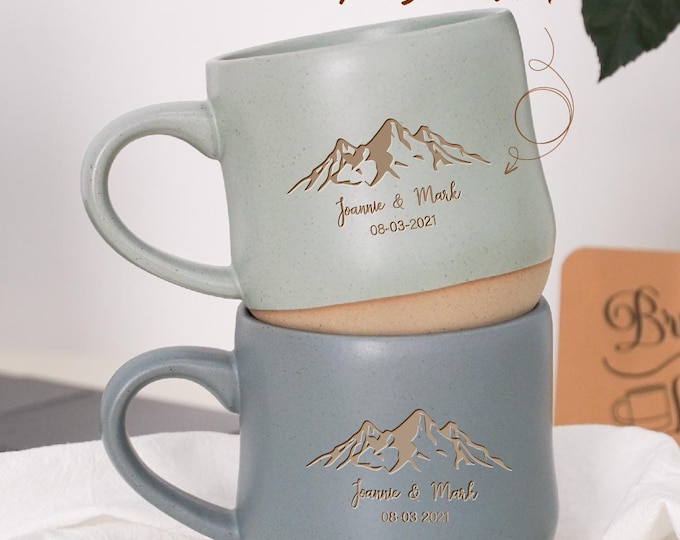 Custom Wedding Anniversary Gift,Personalize Adventure Mountains Couple Mugs,Funny Valentine's Day Gift,Unique Favor,Mountain Wedding Mug.PD
