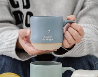 Mug personnalisé en céramique pour grand-père, cadeau de fête des pères de petits-enfants, cadeau de Noël pour grands-parents, cadeau poterie gravée, cadeau PAPA PD