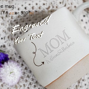 Personalized ceramic mug with Mom,Stoneware mug with your own engraving Custom Mom Mugs,Custom Name Natural Engraved Mug,Mothers Day Gift PD