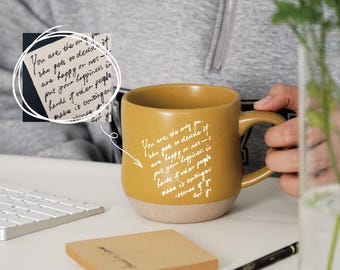 Your Actual Handwriting Coffee Mug,Christmas Gift Idea,Personalized Engraved Pottery Cup With Your Handwriting, Anniversary Gift For Him PD