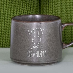Personalized Ceramic Mugs, Coffee Mugs, Custom Name Mugs , Natural Engraved Mugs, Baby Shower Gift, Grandparent Mug, Grandparent Gift XZ