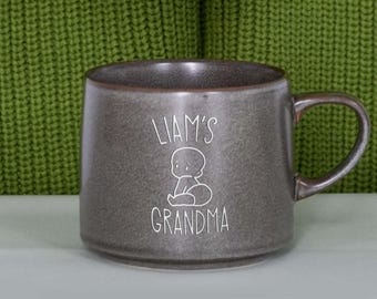 Personalisierte Keramiktassen, Kaffeetassen, Tassen mit individuellem Namen, Tassen mit natürlicher Gravur, Geschenk zur Babyparty, Tasse für Großeltern, Geschenk für Großeltern XZ