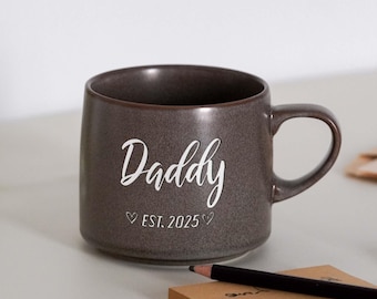 Personalized Pottery Mug, Father's Day Gift, Dad Mug,Gifts For Dad, Mug For Dad, Ceramic Mug, Natural Engraved Mug, Coffee Mug, Daddy Mug XZ