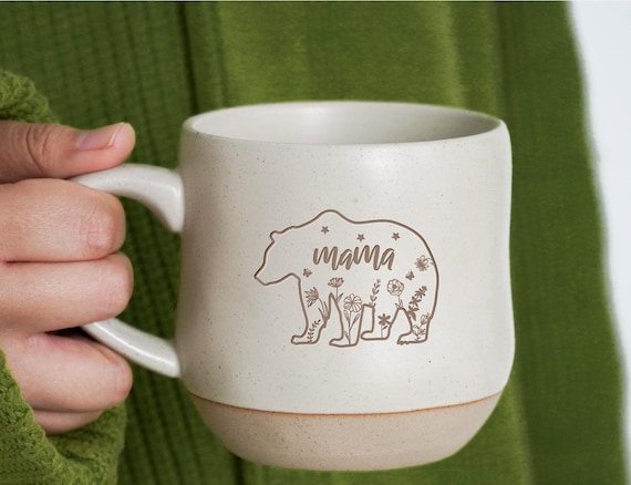 Personalized Mama Bear Mug, Custom Mother's Day Gift, Mom Mug, Unique Gift for Mom,  New Mom Gifts,Floral Mama Bear Mug,Baby shower gifts.PD