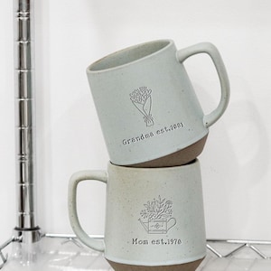 First Mom Now Grandma 彫刻入り陶器マグカップ、パーソナライズされたおばあちゃんの記念品、おばあちゃんへの母の日ギフトアイデア、おばあちゃん用マグカップ、おばあちゃんへのギフト、ママへのギフト JD