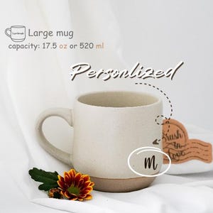 Taza personalizada con letra, nombre o inicial, cerámica natural grabada, regalo para el Día de la Madre, taza con logotipo, regalo de aniversario para él.