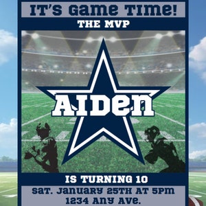 Invito di compleanno a tema football: Dallas Cowboys! *Personalizza con Canva*