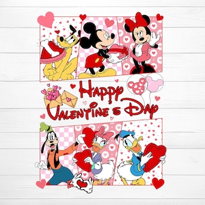 Happy Valentine Cartoon Mouse And Friends SVG, Valentine Png, Retro Valentine's day Png, Valentine Cartoon Character png