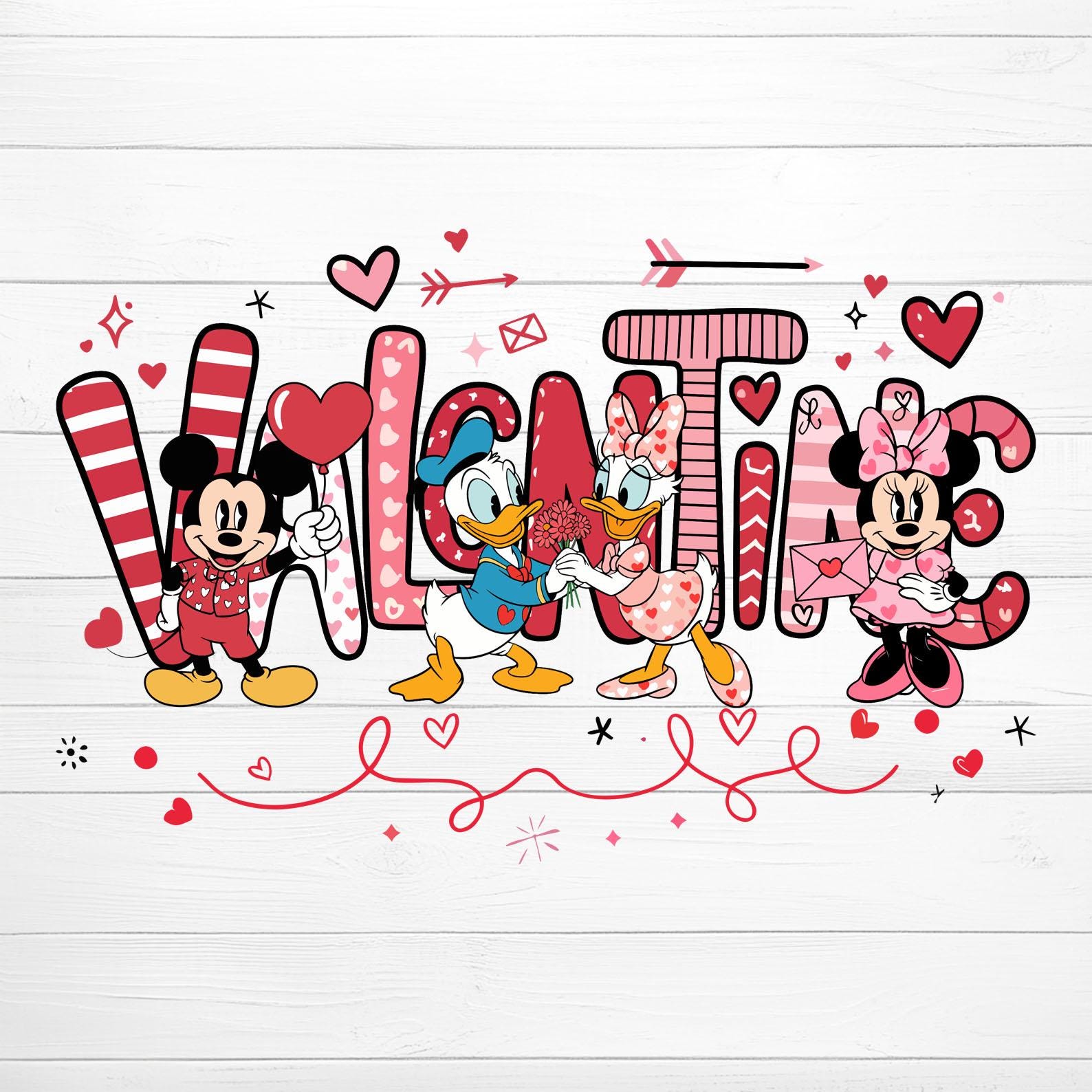 Valentine Cartoon Mouse And Friends Png, Valentine Png, Retro Valentine's day Png, Valentine Cartoon Character png