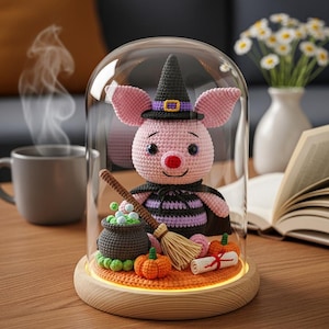 Custom Crochet Figurine in Glass Dome: Personalized LED Nursery Decor