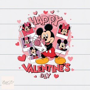 Happy Valentine Mouse and Minnie Svg, Valentine Png, Retro Valentine's day Png, Valentine Cartoon Character png