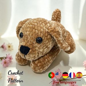 Golden Retriever Crochet Pattern PDF, Puppy Dog Amigurumi Pattern, Dog Plush Crochet Pattern, Animal Toy Crochet Pattern, 5 Languages