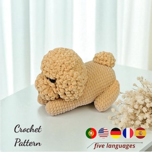 Poodle Crochet Pattern PDF, Puppy Dog Amigurumi Pattern, Poodle Plush Crochet Pattern, Dog Toy Crochet Pattern, 5 Languages Available