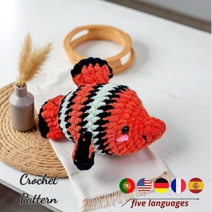 Clownfish Crochet Pattern PDF, Ocean Animal Amigurumi Pattern, Sea Creature Crochet Pattern PDF, Fish Crochet Pattern, 5 Languages Available
