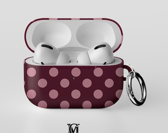 Custodia con motivo a pois per AirPods Pro Pro2/1/2/3/4, accessori color vino per AirPods Pro 2a/1a generazione, custodia rossa Y2K, regalo per lei, opzione nome