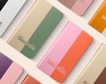 Portafoglio personalizzato per cellulare, idea regalo per la mamma, custodia a libro in pelle con nome personalizzato per iPhone 17 16 15 14 ProMax, Samsung Galaxy S25 S24Ultra.