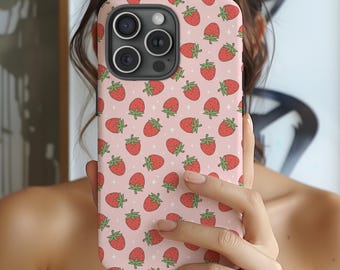 Custodia per telefono a forma di fragola, cover con motivo a frutta rosa per iPhone 16 15 14 13 12 11 Pro Max Plus Mini, custodia regalo alla moda per Samsung Galaxy S25 S24Ultra