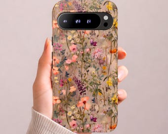 Custodia per telefono con fiori selvatici, cover per Google Pixel 10 9 8 7 Pro XL da donna, motivo floreale per Google Pixel 9A 8A 7A 6A, regalo magnetico botanico