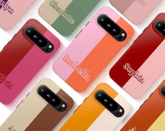 Cover personalizzata con nome per Google Pixel 10 9 8 7 Pro XL, colore retrò personalizzato per Google Pixel 9A 8A 7A 6A, cover magnetica con monogramma, idea regalo